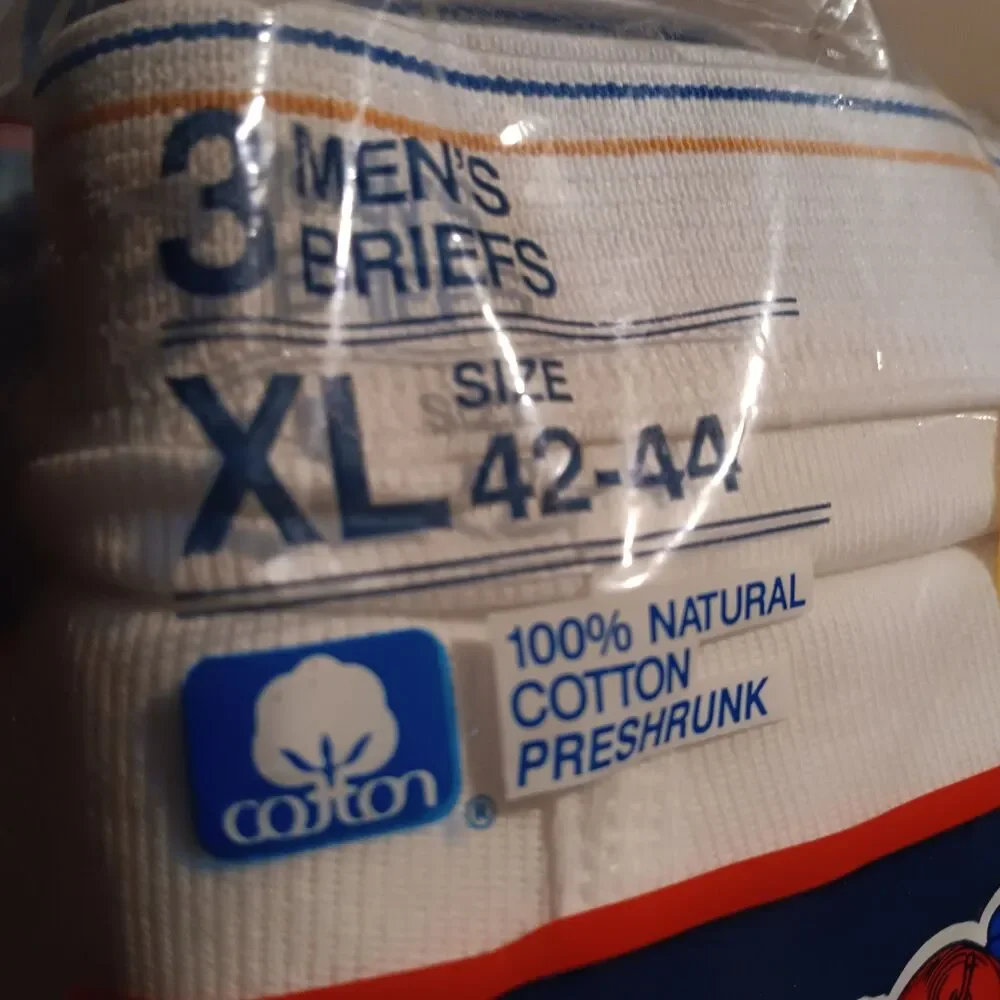 Vtg Fruit of the Loom White Briefs-Size XL-3 Pk-1992-Comfort Loom Waistband-NEW